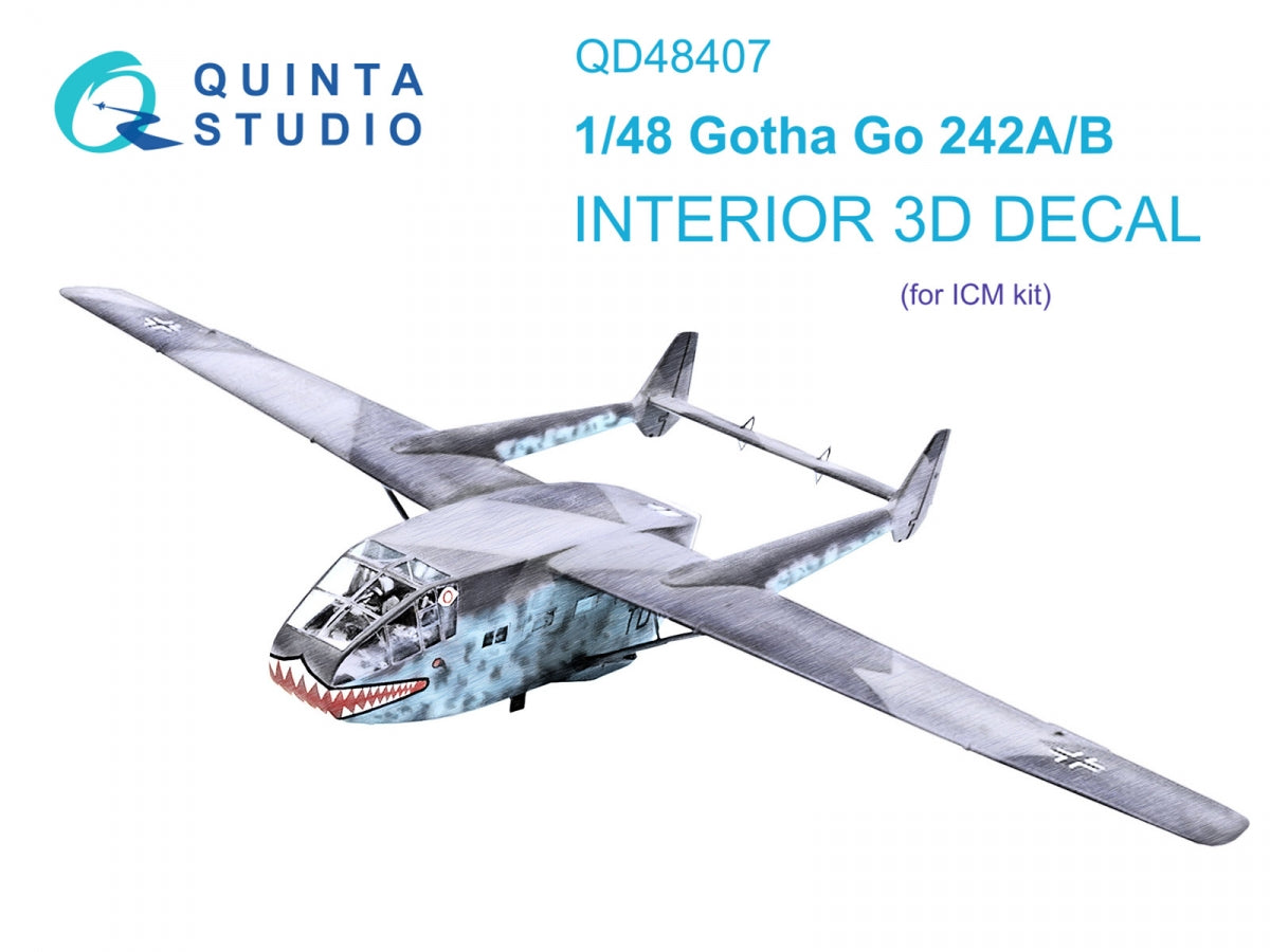 Quinta Studio QD48407 Go 242A-B 3D-Printed colored Interior on decal paper (ICM) 1/48