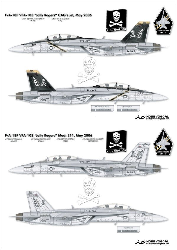 HobbyDecal AL48002V1 F/A-18F VFA-103 Jolly Rogers May 2006 1/48