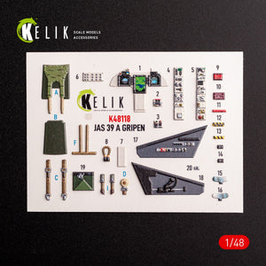 Kelik K48118 Jas-39 A - interior 3D decals for Italeri kit 1/48
