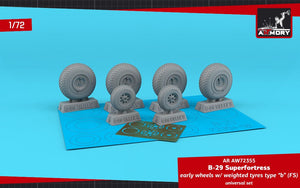 Armory Models AW72355 B-29 Superfortress early production wheels w/ weighted tires type “b” (FS) &amp;amp; PE hubcaps 1/72