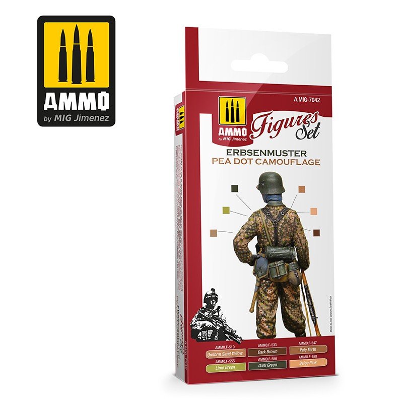 AMMO of Mig Jimenez 7042 Erbsenmuster Pea Dot Camouflage Figures Set Set 6x17ml – zdjęcie 2