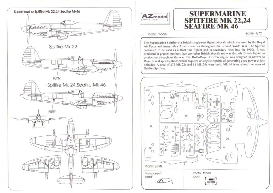 AZ Model AZ7353 Supermarine Spitfire Mk.22 Special 1/72 – image 6
