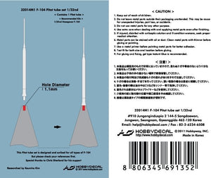 HobbyDecal MT32014V1 F-104 Pitot tube set 1/32 – zdjęcie 3