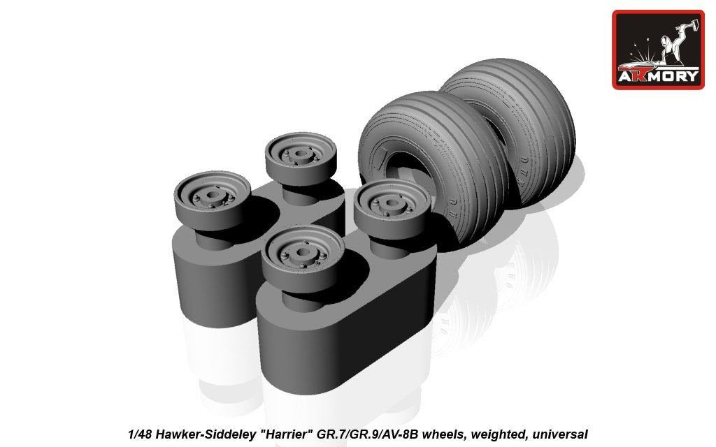 Armory Models AW48405 Hawker-Siddeley Harrier GR.7/GR.9/AV-8B wheels w/ weighted tyres 1/48 – zdjęcie 8