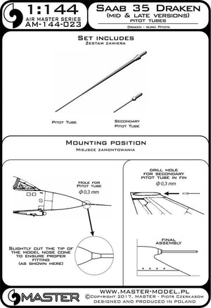 Master AM-144-023 Saab 35 Draken (Mid &amp;amp; Late Versions) Pitot tubes 1/144 – zdjęcie 3