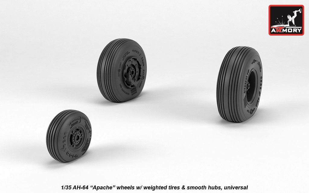 Armory Models AW35304 AH-64 Apache wheels w/ weighted tires, smooth hubs 1/35 – zdjęcie 2