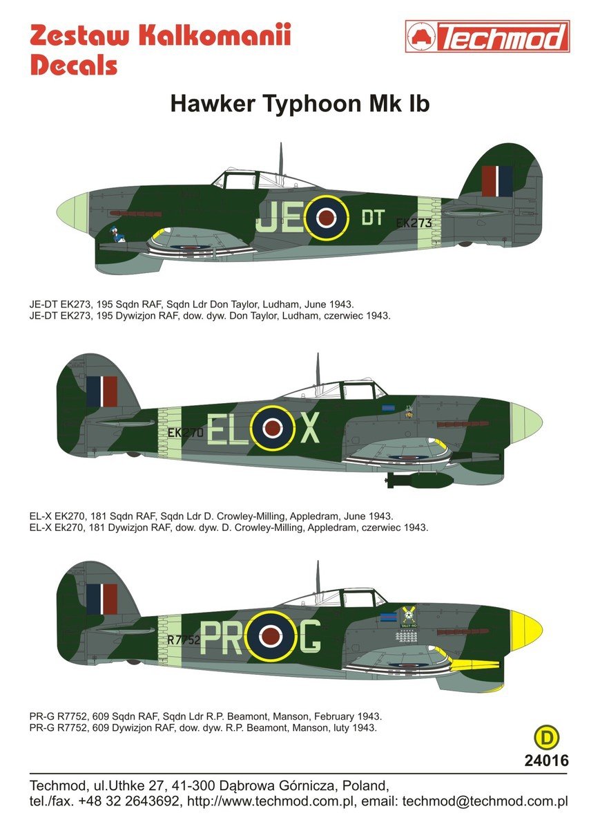 Techmod 24016 Hawker Typhoon Mk Ib 1/24 – zdjęcie 2