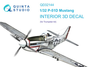 Quinta Studio QD32144 P-51D Mustang 3D-Printed &amp;amp; colored Interior on decal paper (Trumpeter) 1/32