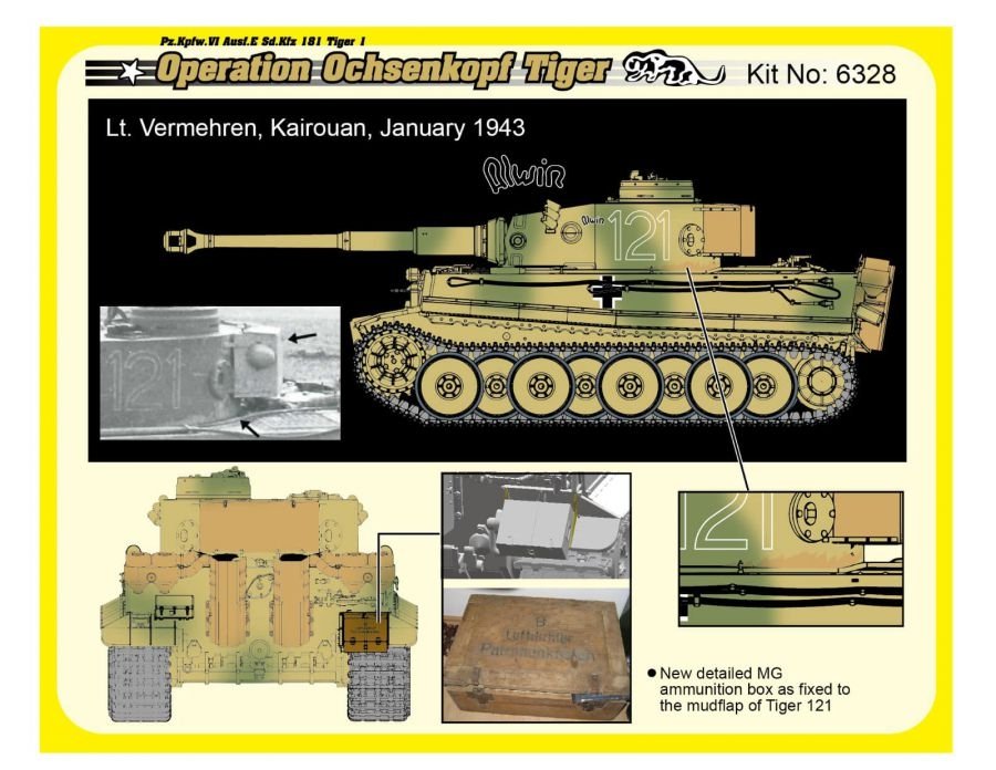 Dragon 6328 WWII German Pz.Kpfw.VI Tiger I Early Production 501 abt Operation Ochsenkopf 1/35 – zdjęcie 6