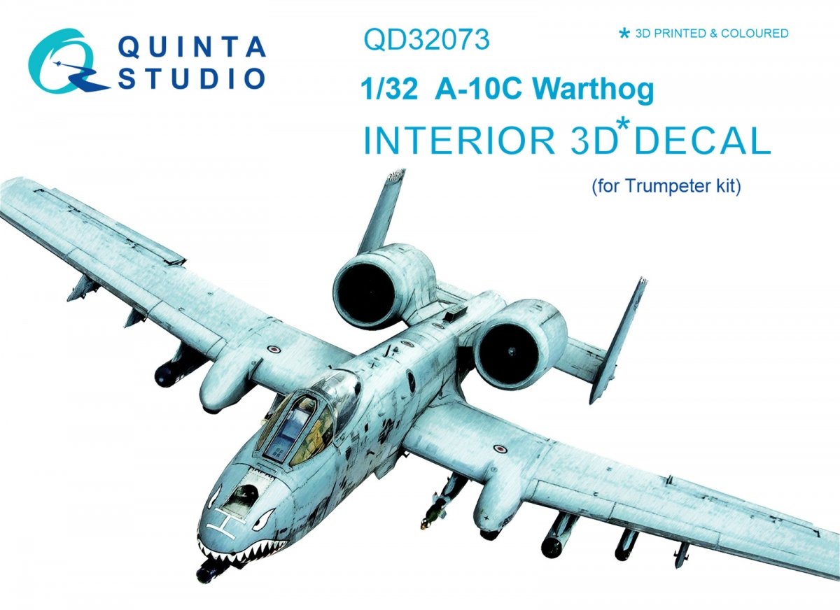 Quinta Studio QD32073 A-10C 3D-Printed &amp;amp; coloured Interior on decal paper (for Trumpeter kit) 1/32