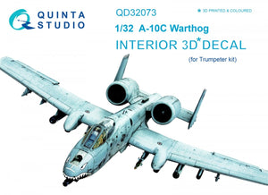 Quinta Studio QD32073 A-10C 3D-Printed &amp;amp; coloured Interior on decal paper (for Trumpeter kit) 1/32