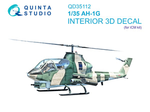 Quinta Studio QD35112 AH-1G Cobra 3D-Printed &amp;amp; colored Interior on decal paper (ICM) 1/35
