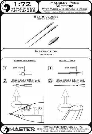 Master AM-72-099 Handley Page Victor - Pilot Tubes and Refueling Probe Boom 1/72 – zdjęcie 4