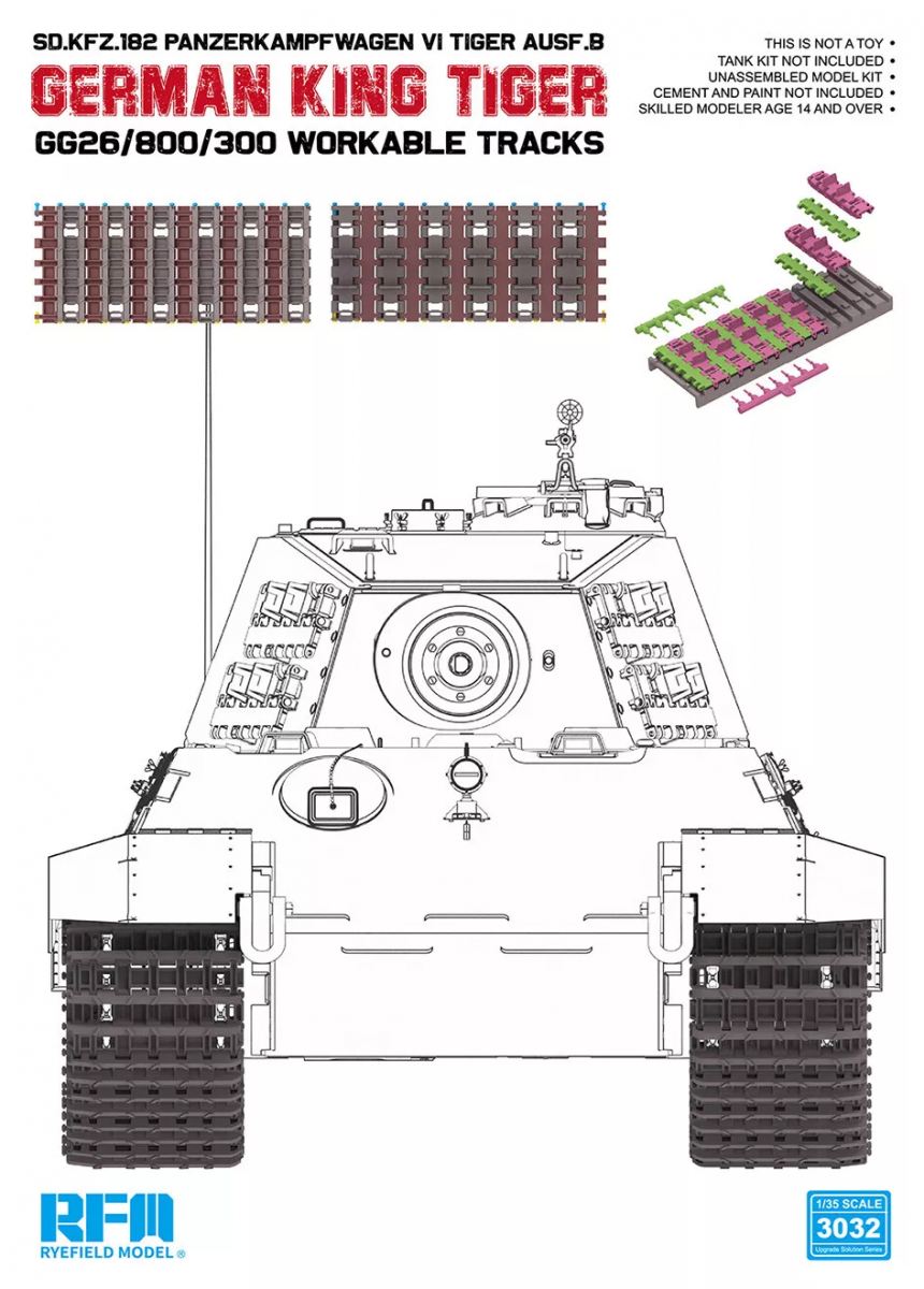 Maquette Rye Field 3032 Char King Tiger allemand GG26/800/300 Chenilles fonctionnelles 1/35