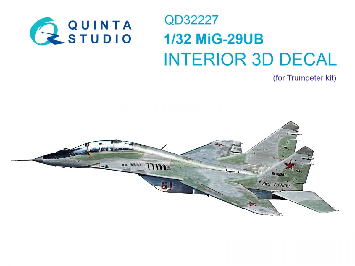 Quinta Studio QD32227 MiG-29UB 3D-Printed &amp;amp; colored Interior (Trumpeter) 1/32