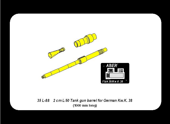 Aber 35L-088 German 2cm L/50 gun barrel for KwK 38 1/35 – zdjęcie 5