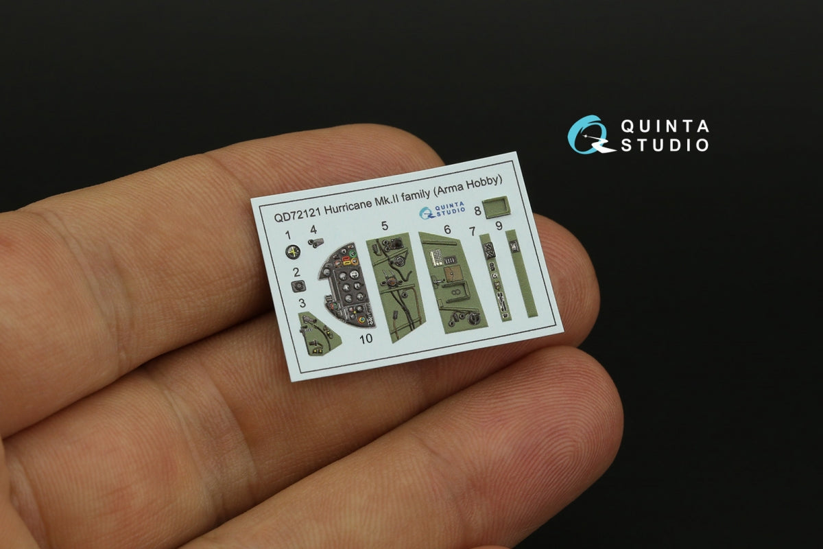 Quinta Studio QD72121 Hurricane Mk.II family 3D-Printed coloured Interior on decal paper (Arma Hobby) 1/72 – zdjęcie 8