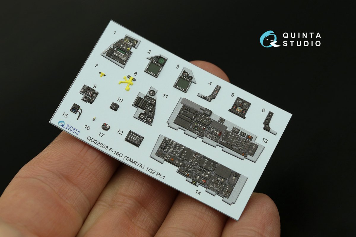 Quinta Studio QDS-32003 F-16C 3D-Printed &amp;amp; coloured Interior on decal paper ( Tamiya ) (small version) 1/32 – zdjęcie 8