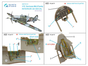 Quinta Studio QD72121 Hurricane Mk.II family 3D-Printed coloured Interior on decal paper (Arma Hobby) 1/72 – zdjęcie 2