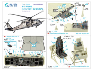 Quinta Studio QD+35108 MH-60L 3D-Printed &amp;amp; coloured Interior on decal paper (Kitty Hawk) (with 3D-printed resin parts) 1/35 – zdjęcie 2