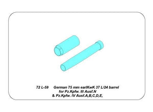 Aber 72L-59 Barrel 75mm KwK 37 L/24 for Panzer III,Ausf.N and Panzer IV Ausf.A,B,C,D,E, / 75mm KwK 37 L/24 barrel for Pz.Kpfw.III.Ausf.N Pz.Kpfw.IV Ausf.A,B,C,D,E, 1/72 – image 6