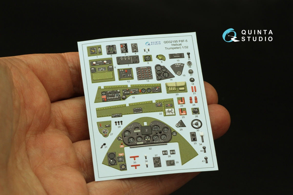 Quinta Studio QD32195 F6F-5 Hellcat 3D-Printed &amp;amp; colored Interior on decal paper (Trumpeter) 1/32 – image 3