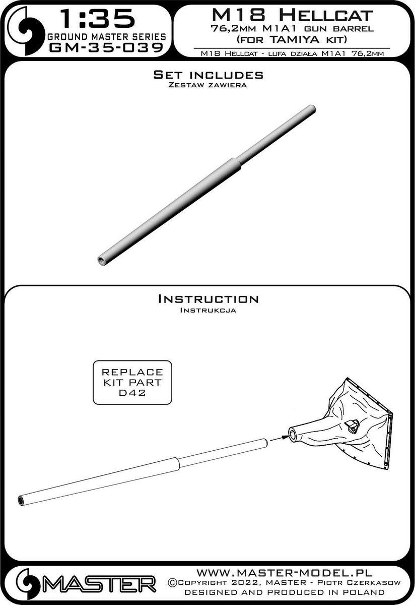 Master GM-35-039 M18 Hellcat - M1A1 76.2 mm gun barrel (for Tamiya model) 1/35 – image 5