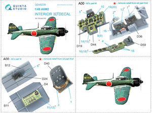 Quinta Studio QD48239 A6M2 Zero 3D-Printed &amp;amp; coloured Interior on decal paper (Eduard) 1/48 – zdjęcie 3