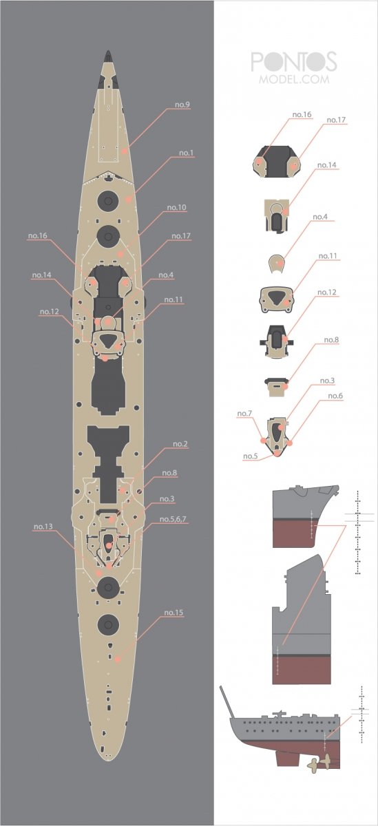 Pontos 35017WD1 DKM Printz Eugen Wooden Deck set 1/350 – zdjęcie 3