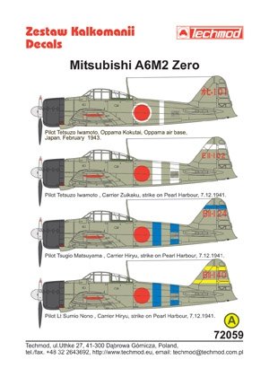 Techmod 72059 - Mitsubishi A6M2 Zero 1/72 – image 2