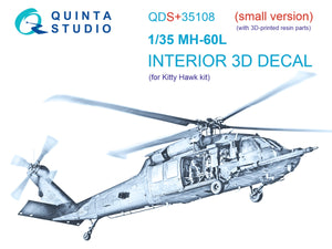Quinta Studio QDS+35108 MH-60L 3D-Printed &amp;amp; colored Interior on decal paper (Kitty Hawk) (with 3D-printed resin parts) (small version) 1/35