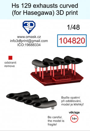 Omask 104820 Hs 129 Exhausts curved (for Hasegawa/Hobby 2000) 3D print 1/48 – zdjęcie 2