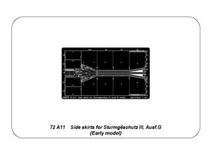 Aber 72A11 Osłony boczne do Sturmgeschutz III (wczesne) / Side skirts for Sturmgeschutz III (Early model) 1/72 – immagine 8