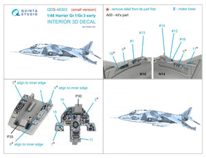 Quinta Studio QDS-48303 Harrier Gr.1/Gr.3 Early 3D-Printed &amp;amp; coloured Interior on decal paper (Kinetic) (Small version) 1/48 – zdjęcie 2