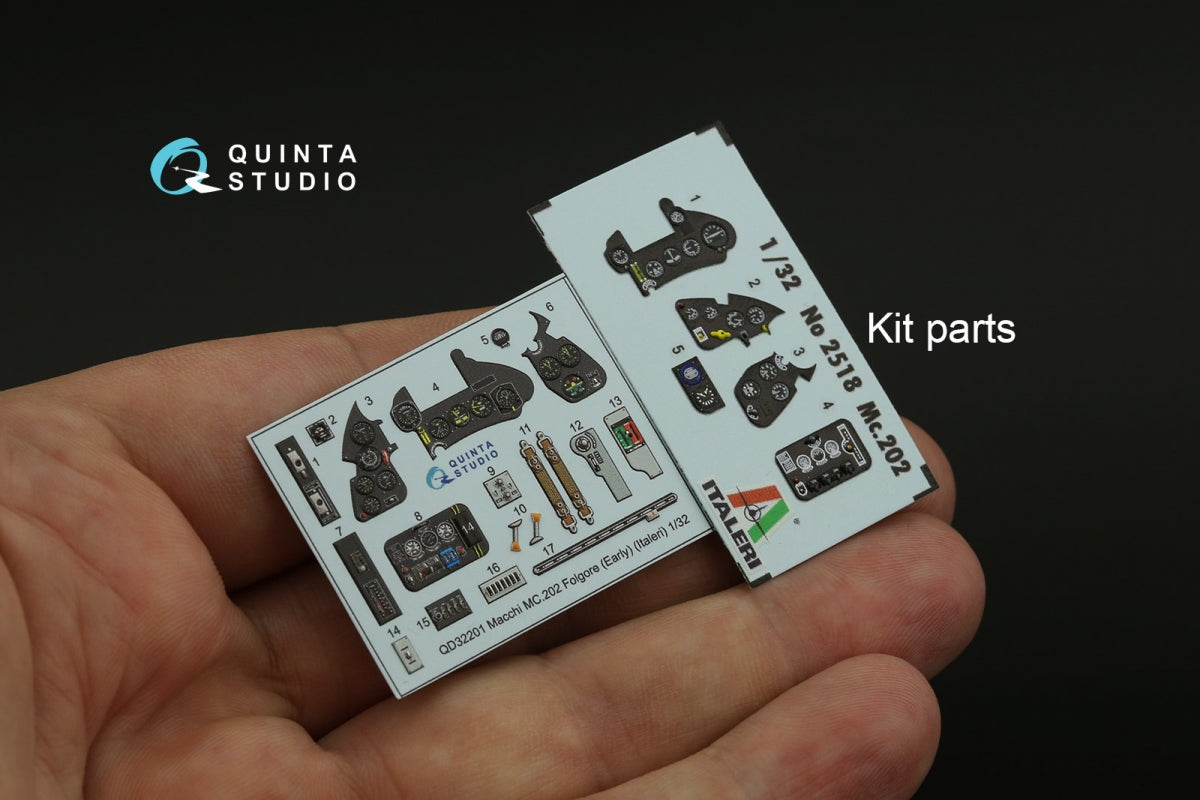 Quinta Studio QD32201 Macchi MC.202 Folgore Early 3D-Printed &amp;amp; colored Interior on decal paper (Italeri) 1/32 – image 13