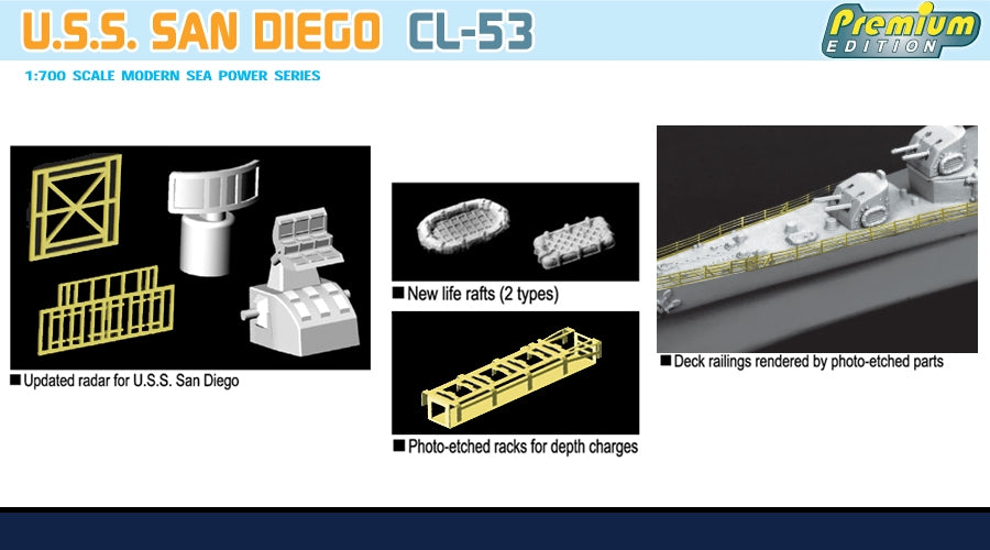 Dragon 7052 USS San Diego CL-53 1/700 – zdjęcie 3