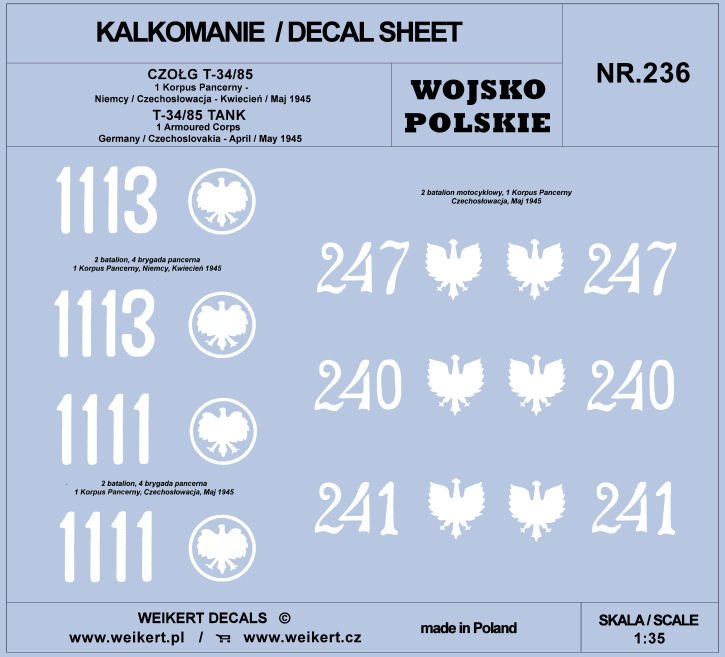 Weikert Decal DEC336 PzKpfw VI TIGER - Schwere Pz. Env. 503 - réservoir n°. 101 - commandant Kurt Knispel - Russie 1/35