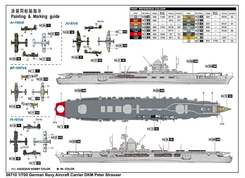 Trumpeter 06710 German Navy Aircraft Carrier DKM Peter Strasser 1/700 – immagine 2