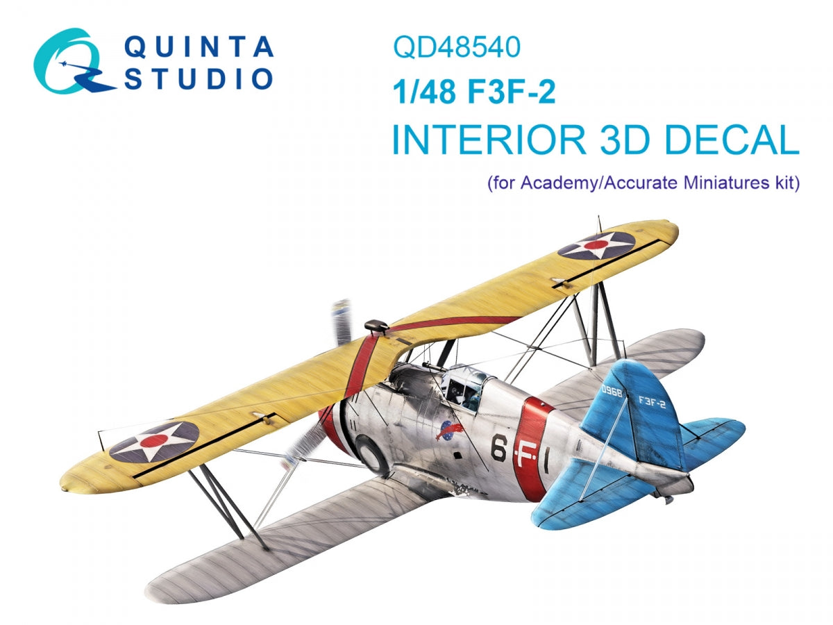 Quinta Studio QD48540 F3F-2 3D-Printed &amp;amp; colored Interior on decal paper (Academy/Accurate Miniatures) 1/48