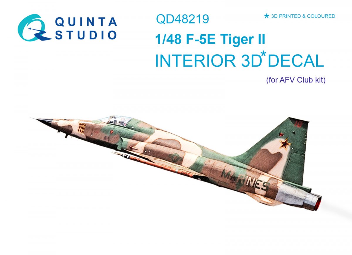 Quinta Studio QD48219 F-5E 3D-Printed &amp;amp; coloured Interior on decal paper (AFV club) 1/48