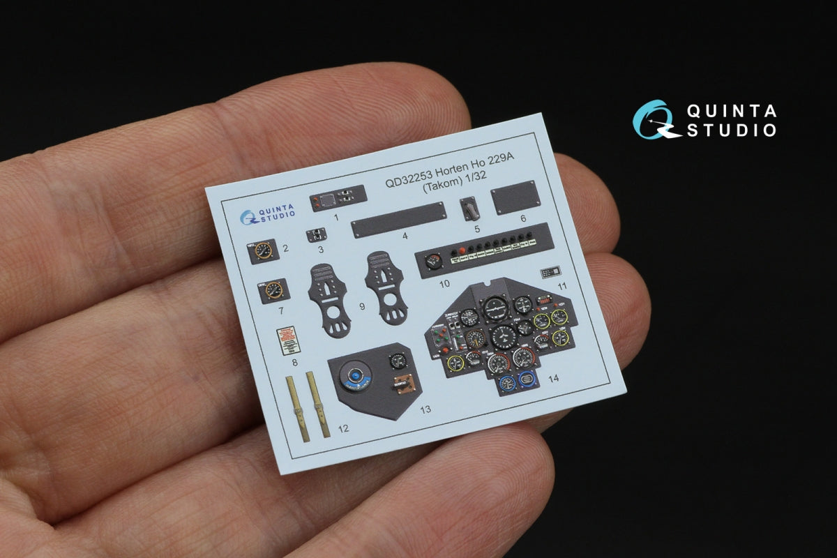 Quinta Studio QD32253 Horten Ho 229A 3D-Printed &amp;amp; colored Interior on decal paper (Takom) 1/32 – image 2