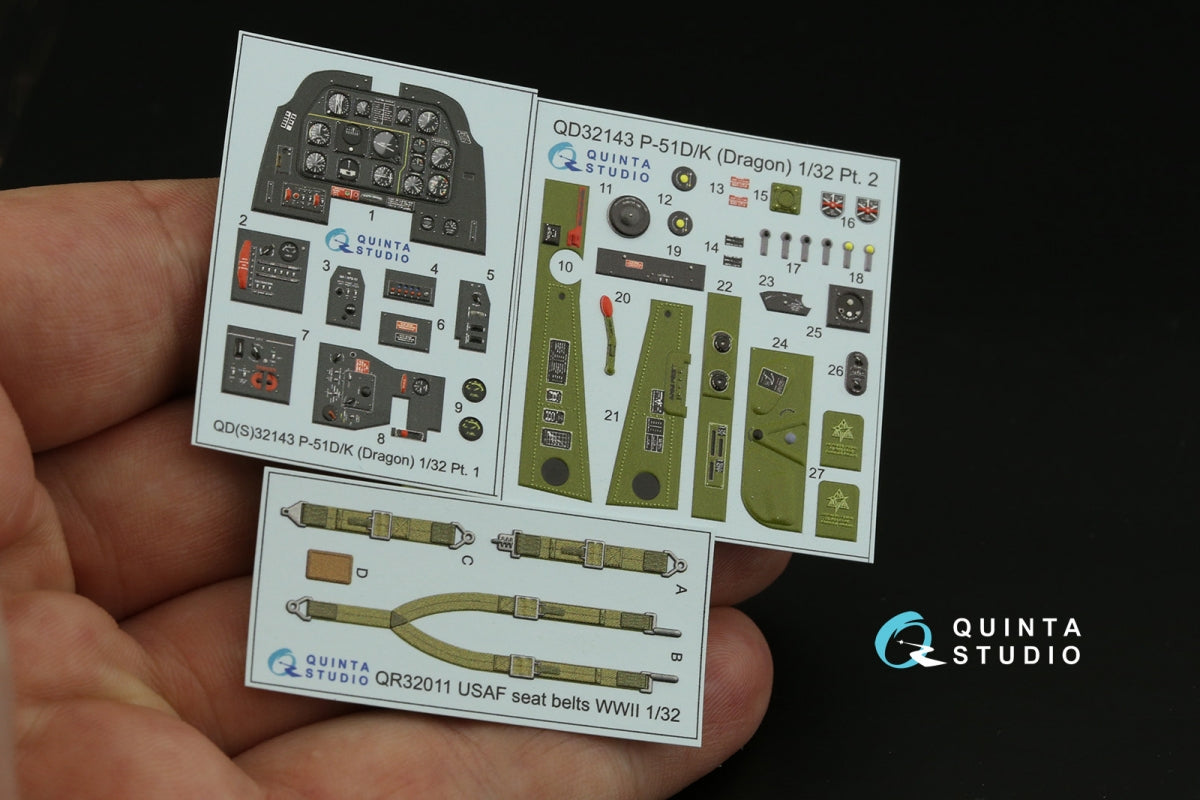 Quinta Studio QD32143 P-51D/K Mustang 3D-Printed &amp;amp; coloured Interior on decal paper (Dragon) 1/32 – zdjęcie 3