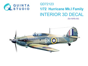 Quinta Studio QD72123 Hurricane Mk.I family 3D-Printed coloured Interior on decal paper (Airfix) 1/72