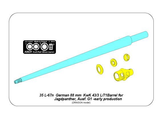 Aber 35L-067N 88 mm Pak 43/3 L/71 Barrel for German Tank Destroyer Jagdpanther Ausf.G1 early 1/35 – image 6