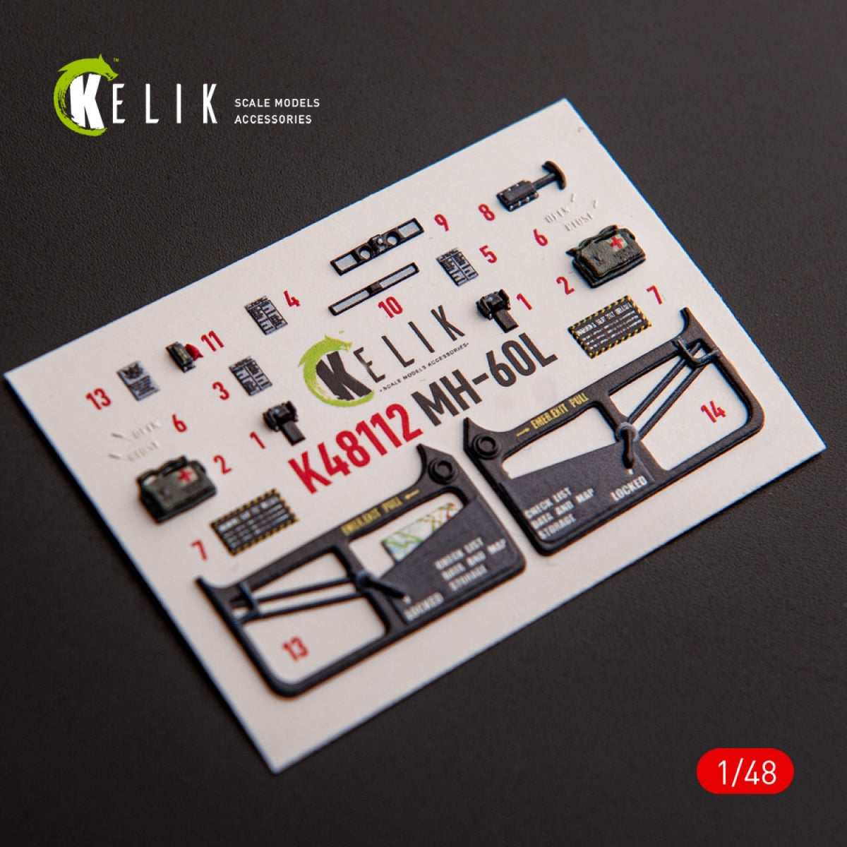 KELIK K48112 MH-60L Black Hawk - interior 3D decals for ICM kit 1/48 – zdjęcie 2