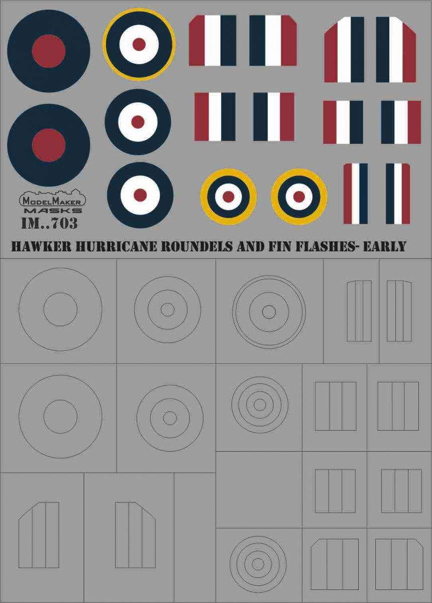ModelMaker Decals IM48703 HAWKER HURRICANE ROUNDELS AND FIN FLASHES - EARLY 1/48 – zdjęcie 3
