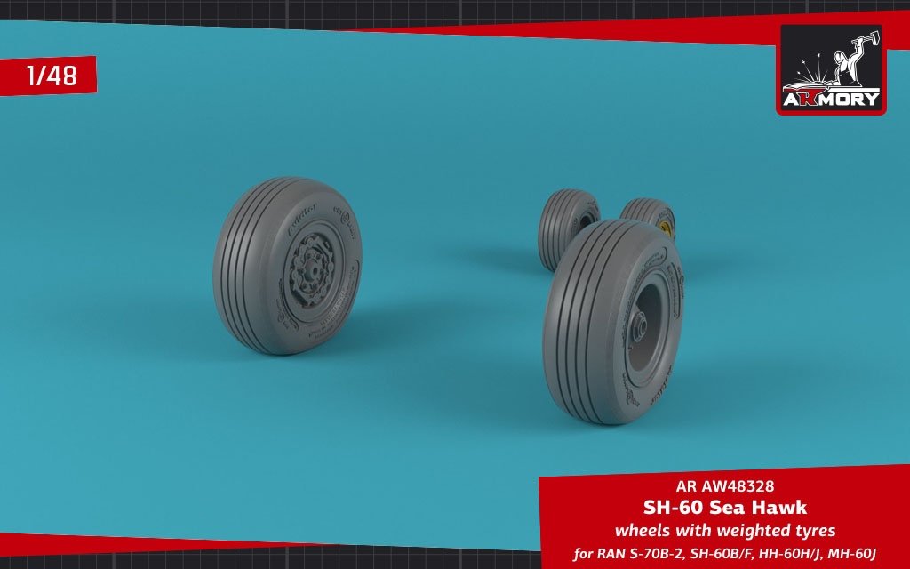Armory Models AW48328 SH-60 Seahawk wheels w/ weighted tires 1/48 – image 2