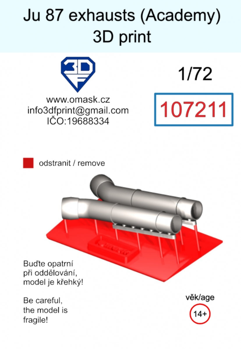 Omask 107211 Ju 87 exhaust (Academy) 3D print 1/72 – zdjęcie 2