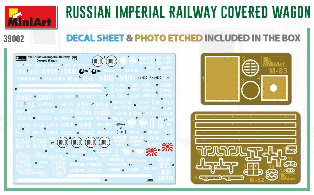 MiniArt 39002 RUSSIAN IMPERIAL RAILWAY COVERED WAGON 1/35 – zdjęcie 2