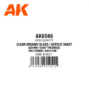 AK Interactive AK6586 0.50 MM // 0.020” THICKNESS- 245 X 195MM // 9.64 X 7.68” – CLEAR ORGANIC GLASS / ACRYLIC SHEET – image 2